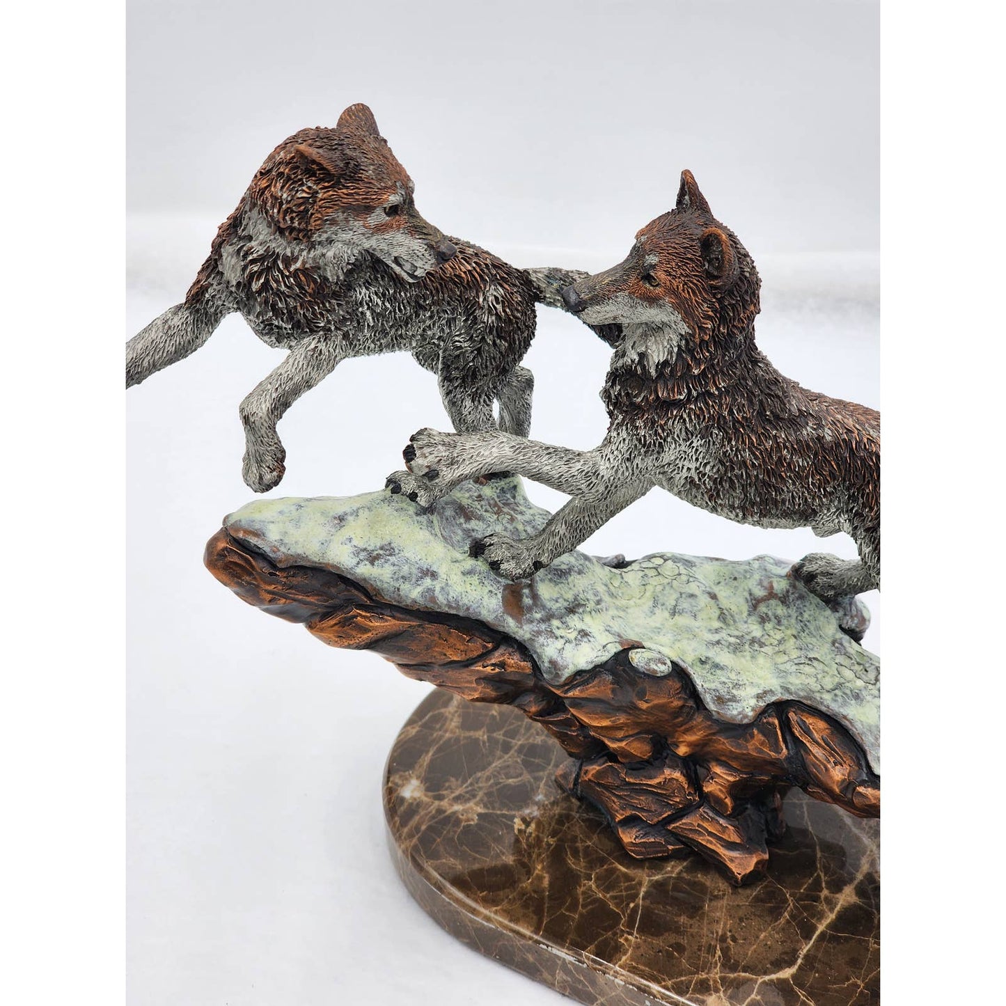 Kitty Cantrell Legends Bronze Sculpture Courtship Wolves Wildlife Mixed Media