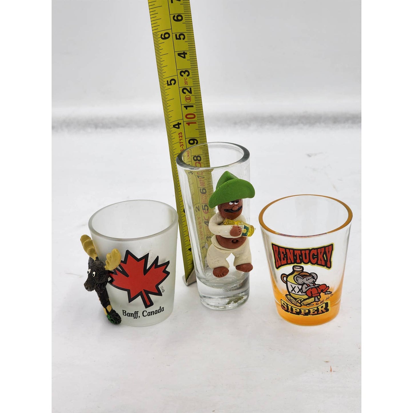 Shot Glasses Collection Bar Vintage Kentucky Sipper Banff Moose Mexico Souvenir