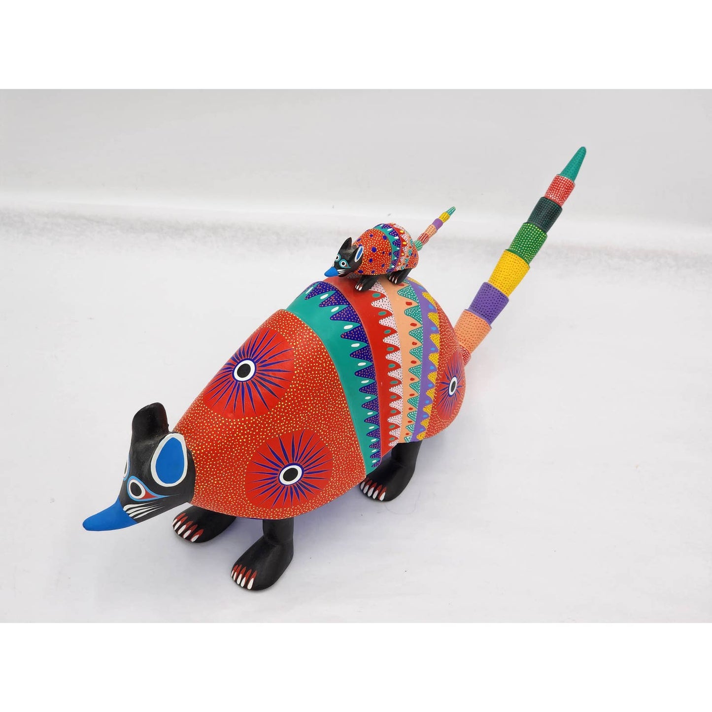 Alebrijes Oaxaca Signed Victoriano Ramirez Mother Baby Armadillo Art Sculpture