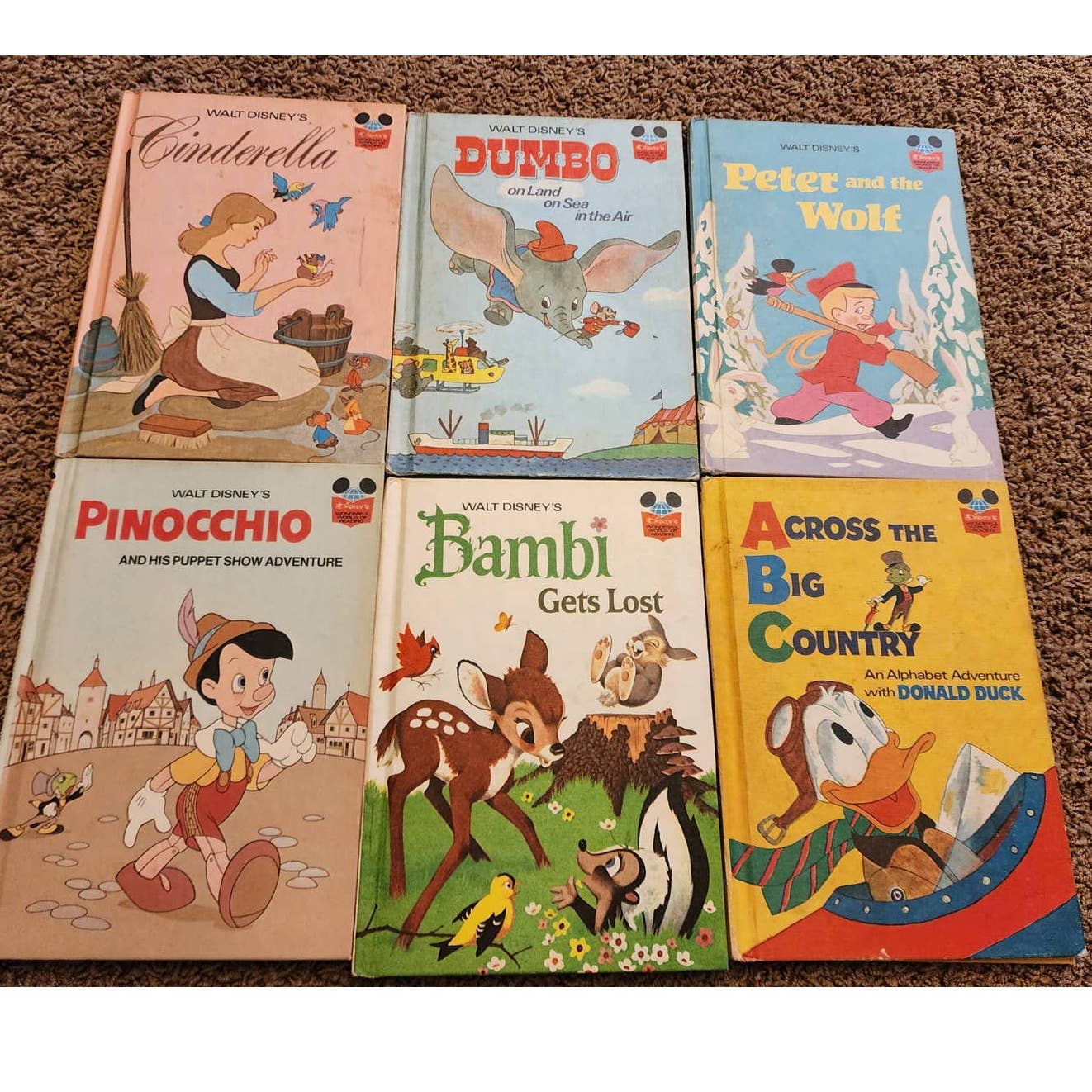 Childrens Books Lot 6 Walt Disney Wonderful World Reading Pinocchio Vintage 1970