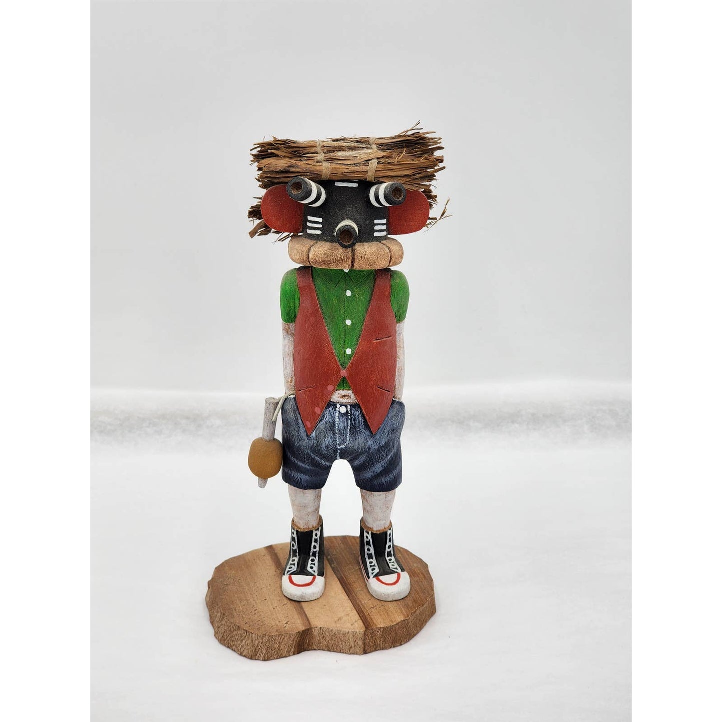 Kachina Hopi Signed Grover Mocking Kachina Kwikwilyaka Native American Carved 8"