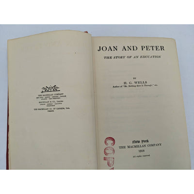 Joan And Peter The Story Of An Education By H.G. Wells Antiquarian Antique 1918