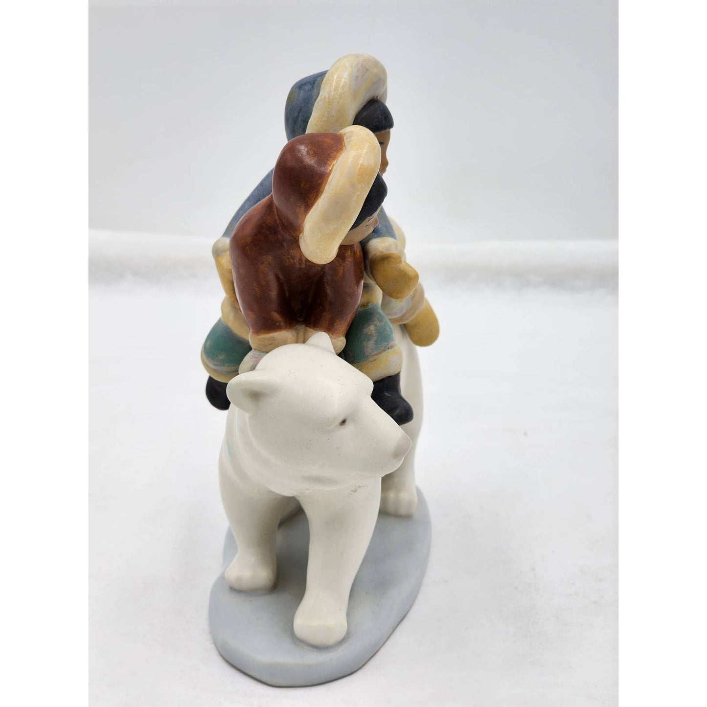 Lladro Figurine Eskimo Rider 2270 Inuit Children Riding Polar Bear Winter Retire