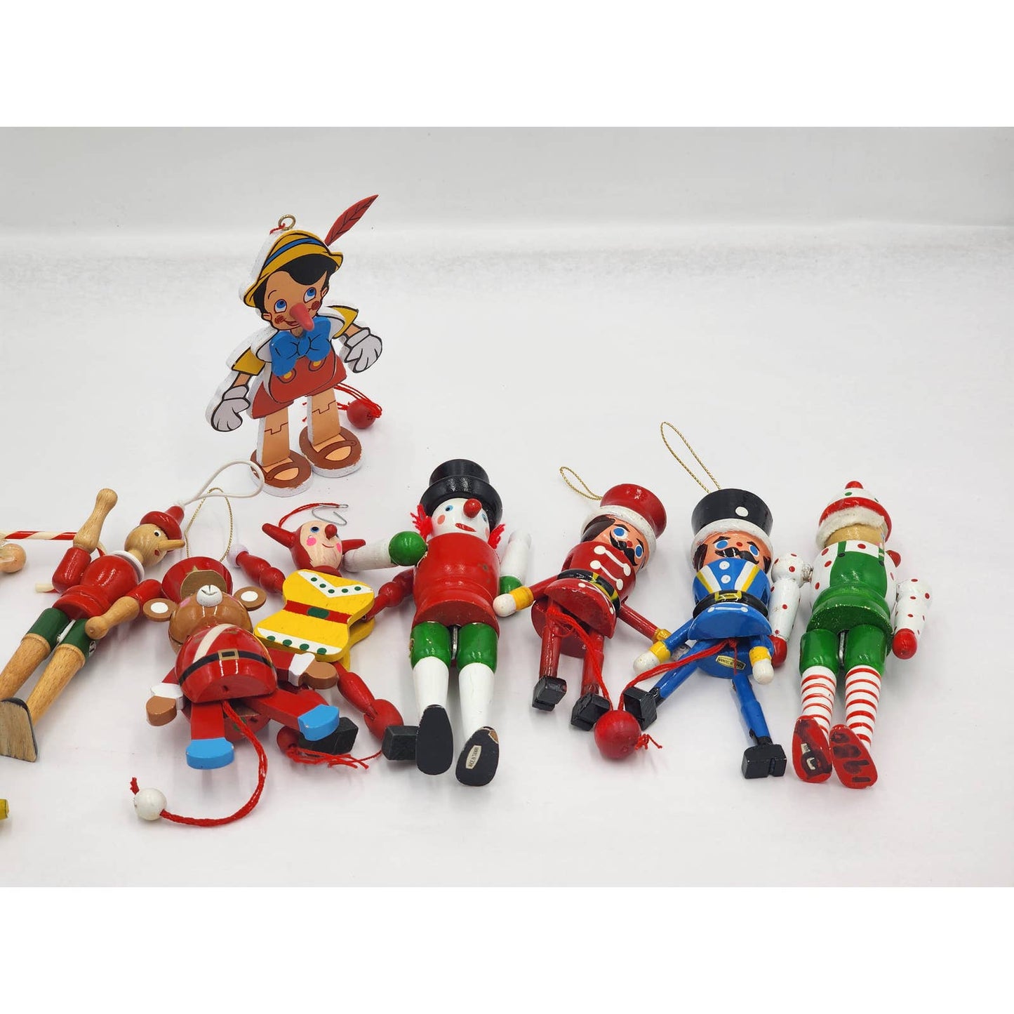 Christmas Tree Ornaments Lot Pinocchio Nutcracker 9 pieces Vintage 1988