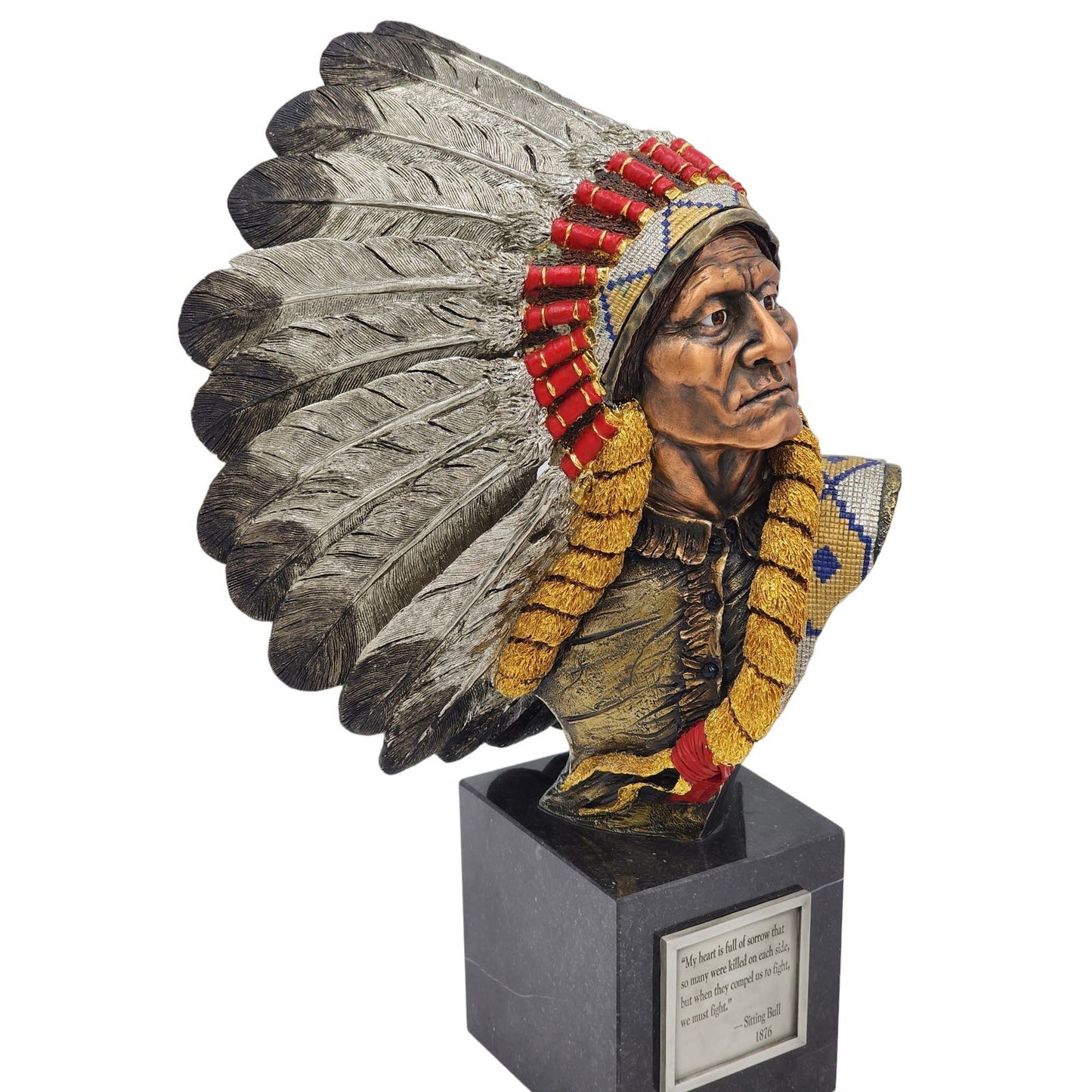 Chilmark Pewter Sculpture Sitting Bull Signed Joe Slockbower Indian Bust 41/750