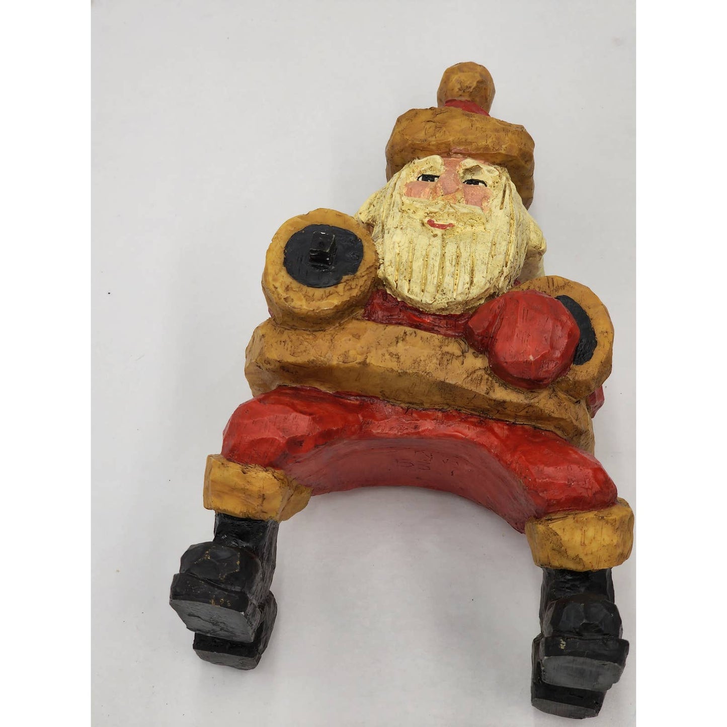 Santa Riding Moose Wood Handcrafted Signed Ken Kratz Rare Folk Art 1998 Vintage