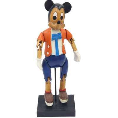 Rare Disney Mickey Mouse Marionette Puppet On Stand Vintage Collectible Wood 17"