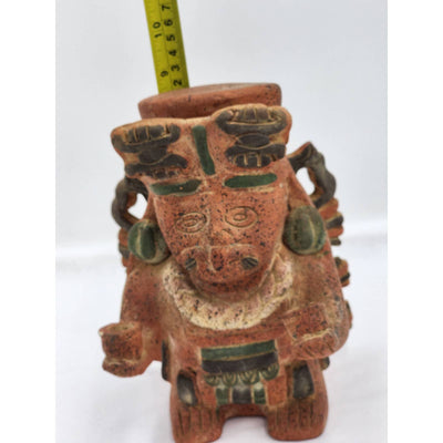 Vintage Mexican Folk Art Sculpture Aztec Style Statue Southwestern Style Art 9"