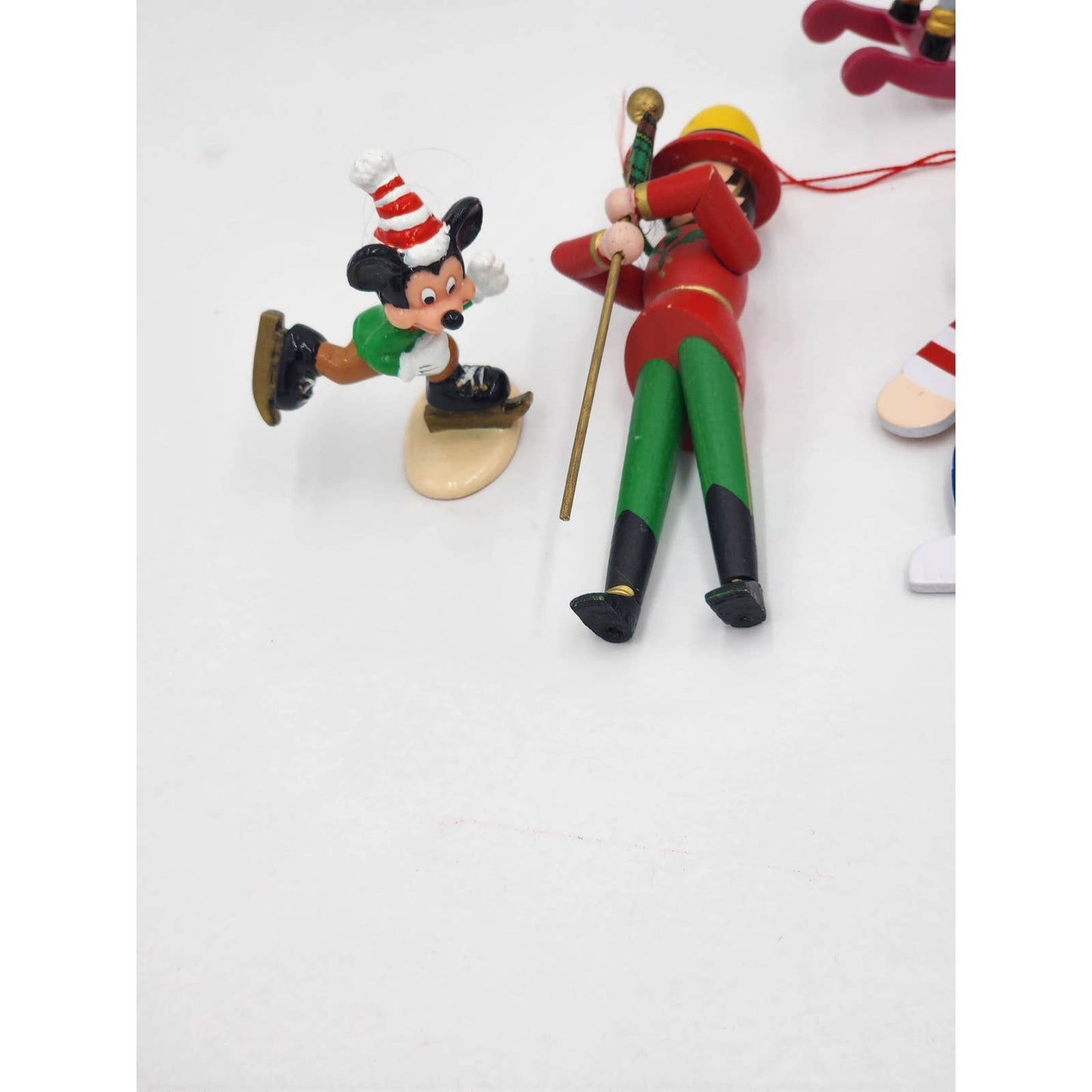 Christmas Tree Ornaments Lot 7 Mickey Teddy Clown Doughboy Rocking Horse Vintage