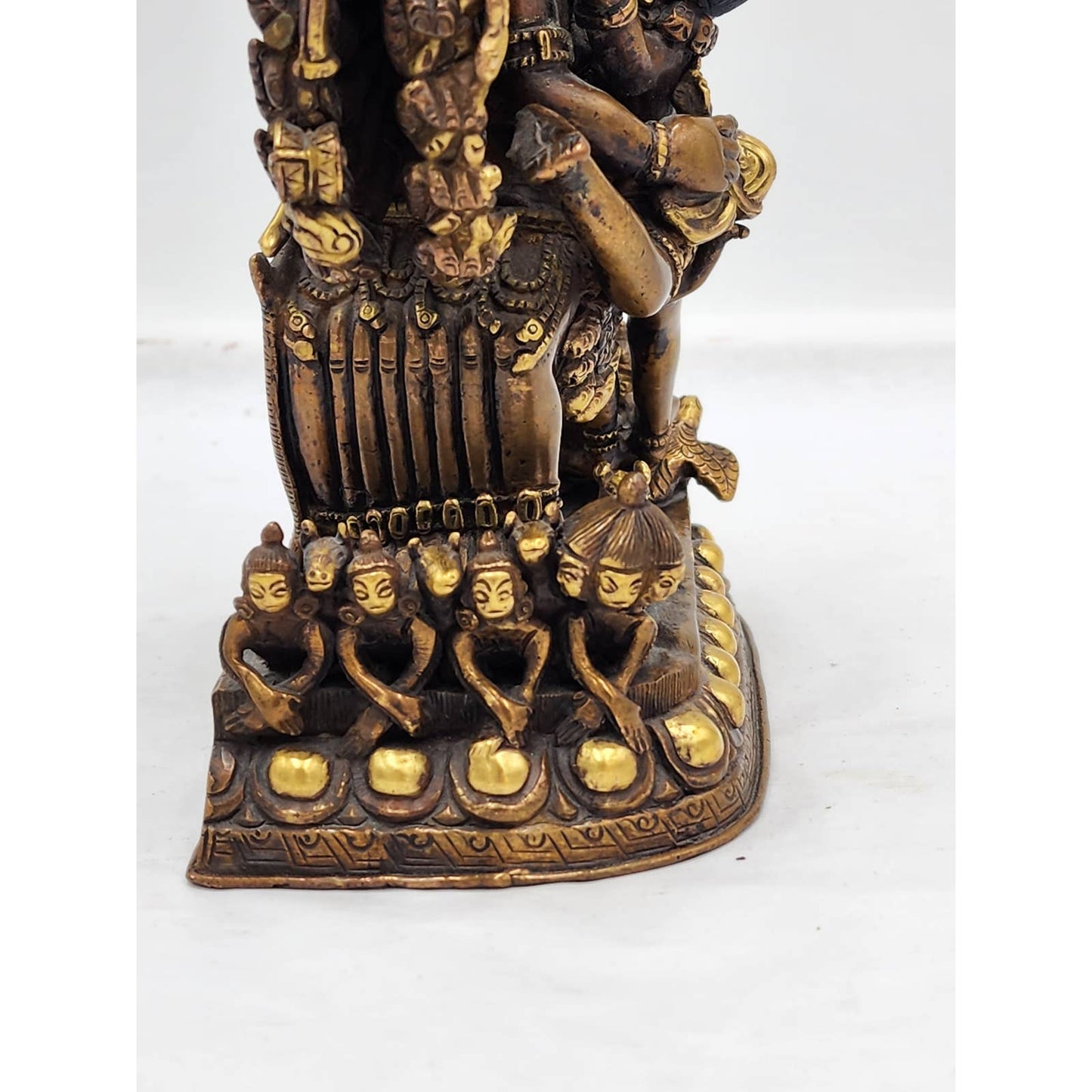 Rare Antique Gilt Bronze Yamantaka Sculpture Vajrayogini Deity Tibetan Statue 9"