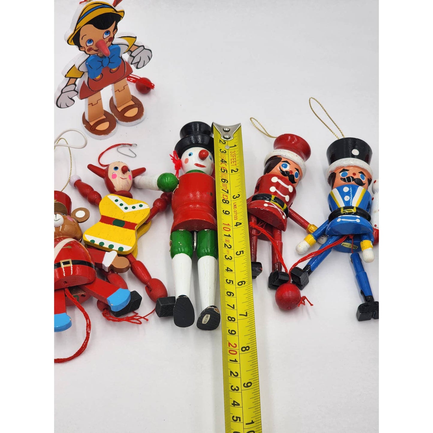 Christmas Tree Ornaments Lot Pinocchio Nutcracker 9 pieces Vintage 1988