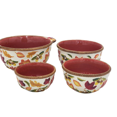 Temptations By Tara Fall Harvest Bowl Set Of 4 Pieces Leaf Design Serving Bowls