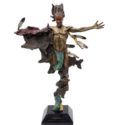 Large Dan Medina Bronze Sculpture Mystical Indian Warrior Legends Heavy Rare 22"