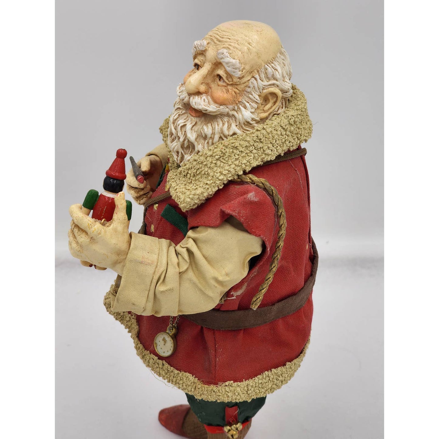 Midwest Importers Of Cannon Falls Santa Toymaker Holding Pinocchio Christmas 10"