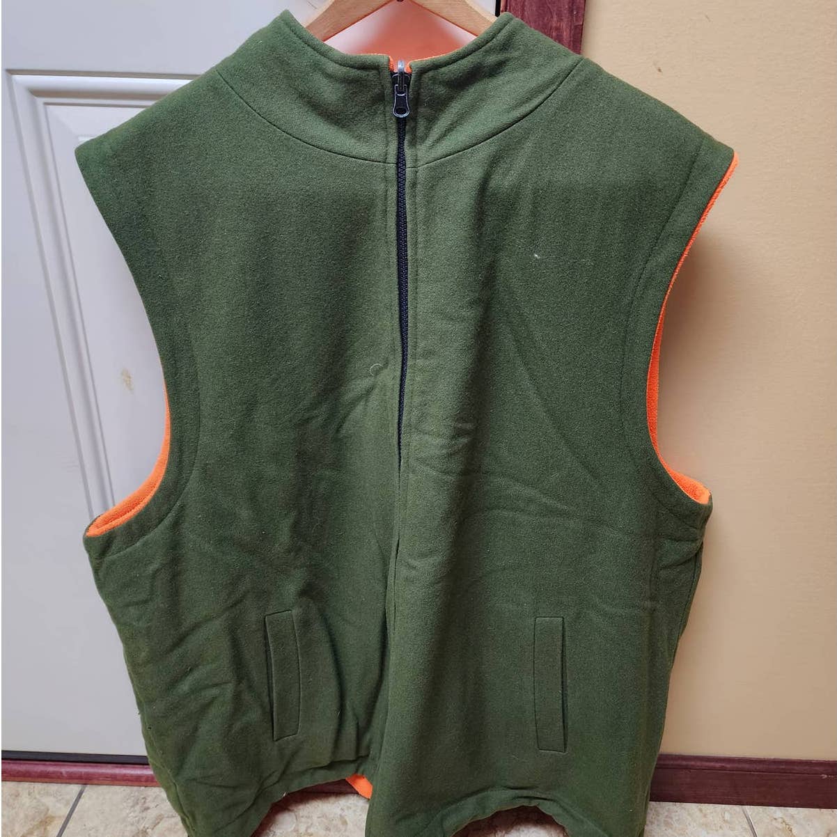 Huntworth Vest Mens Size XL Hunting Outdoors Green Orange Zip Blazer