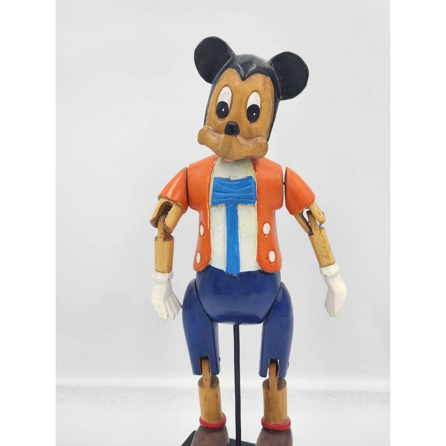 Rare Disney Mickey Mouse Marionette Puppet On Stand Vintage Collectible Wood 17"