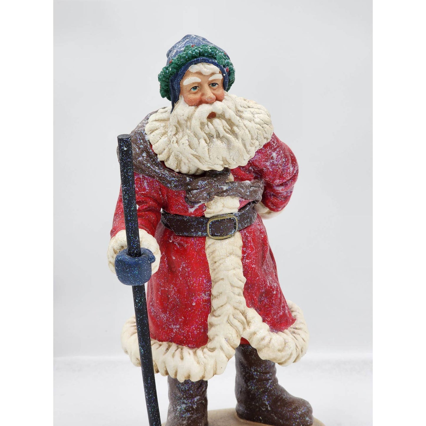 Dept 56 Santa Figurine Walking Stick Toy Delivery Christmas Decor Glitter 13"