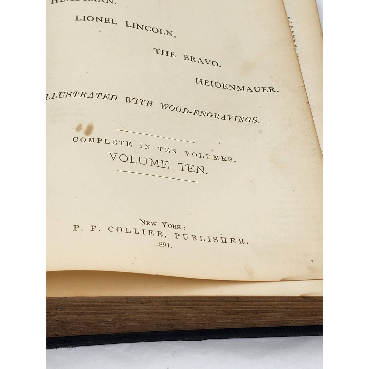 Works Of J Fenimore Cooper Volume 10 Headsman Lionel Lincoln Heidenmaurer 1891