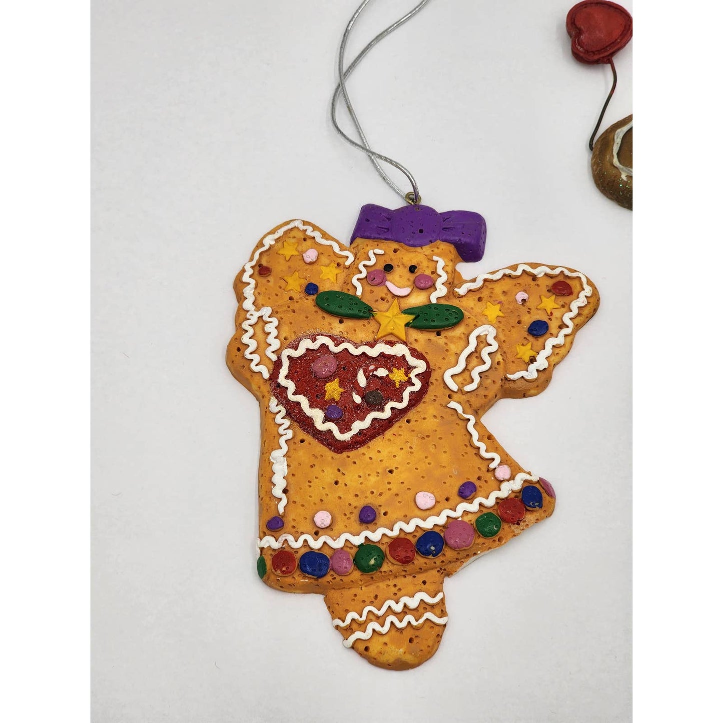 Christmas Tree Ornaments Gingerbread Lot 9 Pieces Grandma Recipe Vintage