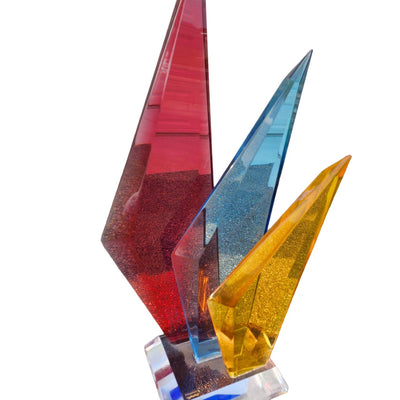 Haziza Large Lucite Sculpture Multi Colored Acrylic Mid Century Modern Abstract