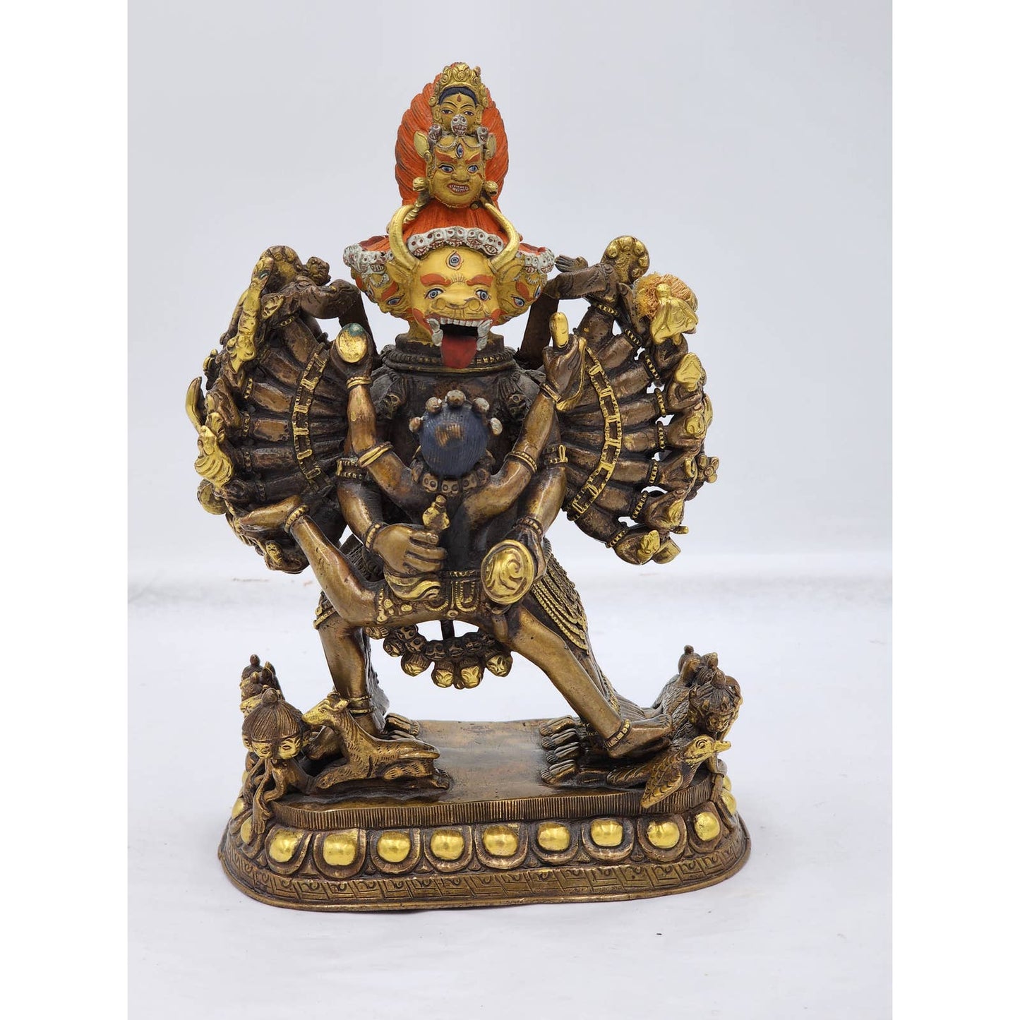 Rare Antique Gilt Bronze Yamantaka Sculpture Vajrayogini Deity Tibetan Statue 9"