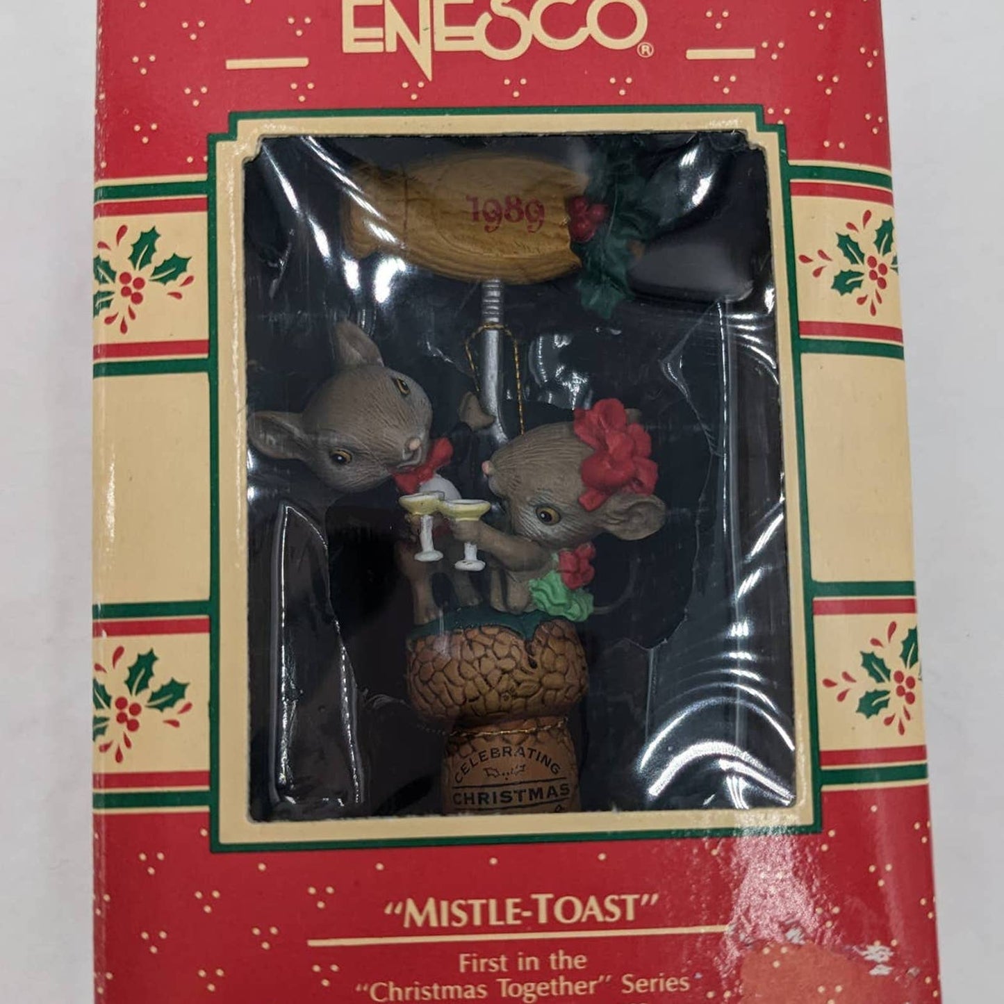 Hallmark Ornaments Vintage Enesco Mistle-Toast Christmas Peek a Boo W/Boxes