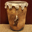 African Hand Drum Stone Carvings Lizard Birds Turtle Heavy 13"