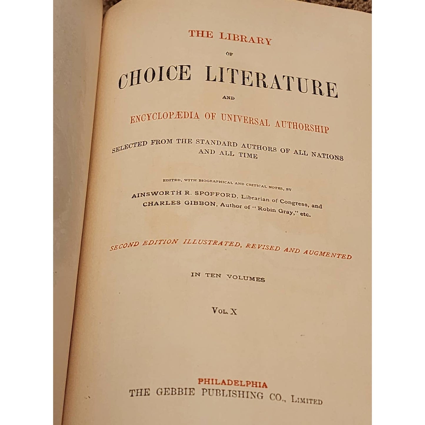 Library Of Choice Literature Encyclopedia All Nation 10 Vol Set Antiquarian 1895