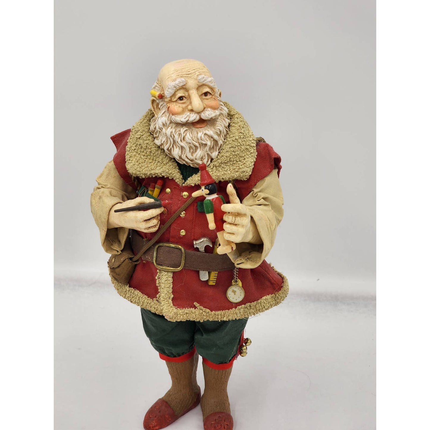 Midwest Importers Of Cannon Falls Santa Toymaker Holding Pinocchio Christmas 10"