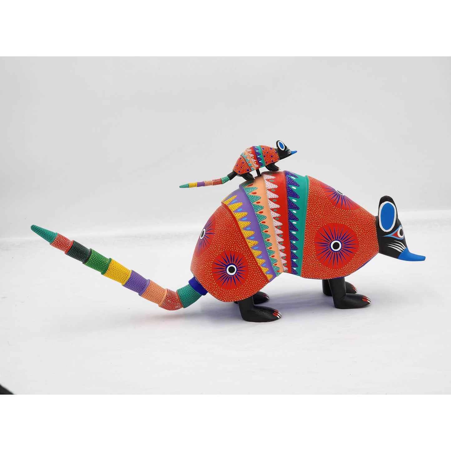 Alebrijes Oaxaca Signed Victoriano Ramirez Mother Baby Armadillo Art Sculpture