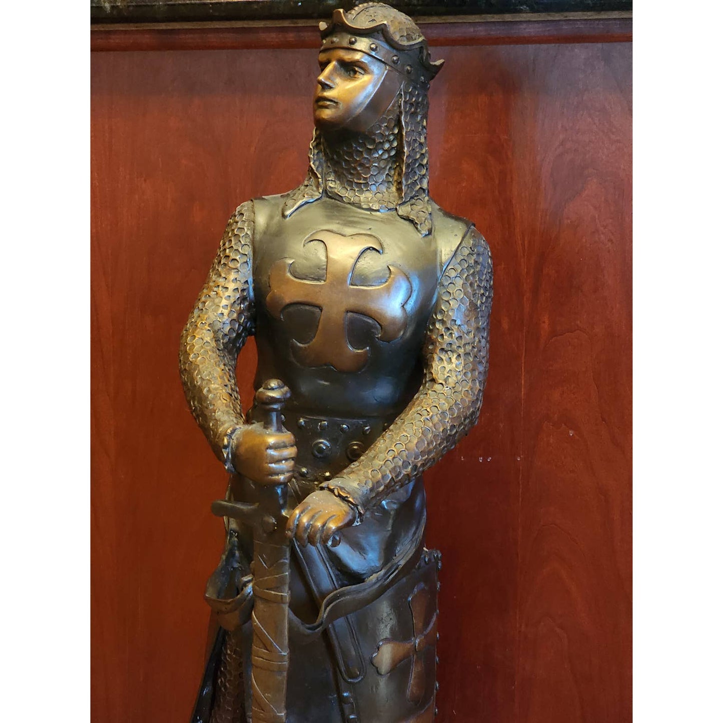 Knights Templar Crusader Bronze Sculpture Signed Giancarlo Le Preur Medieval 34"