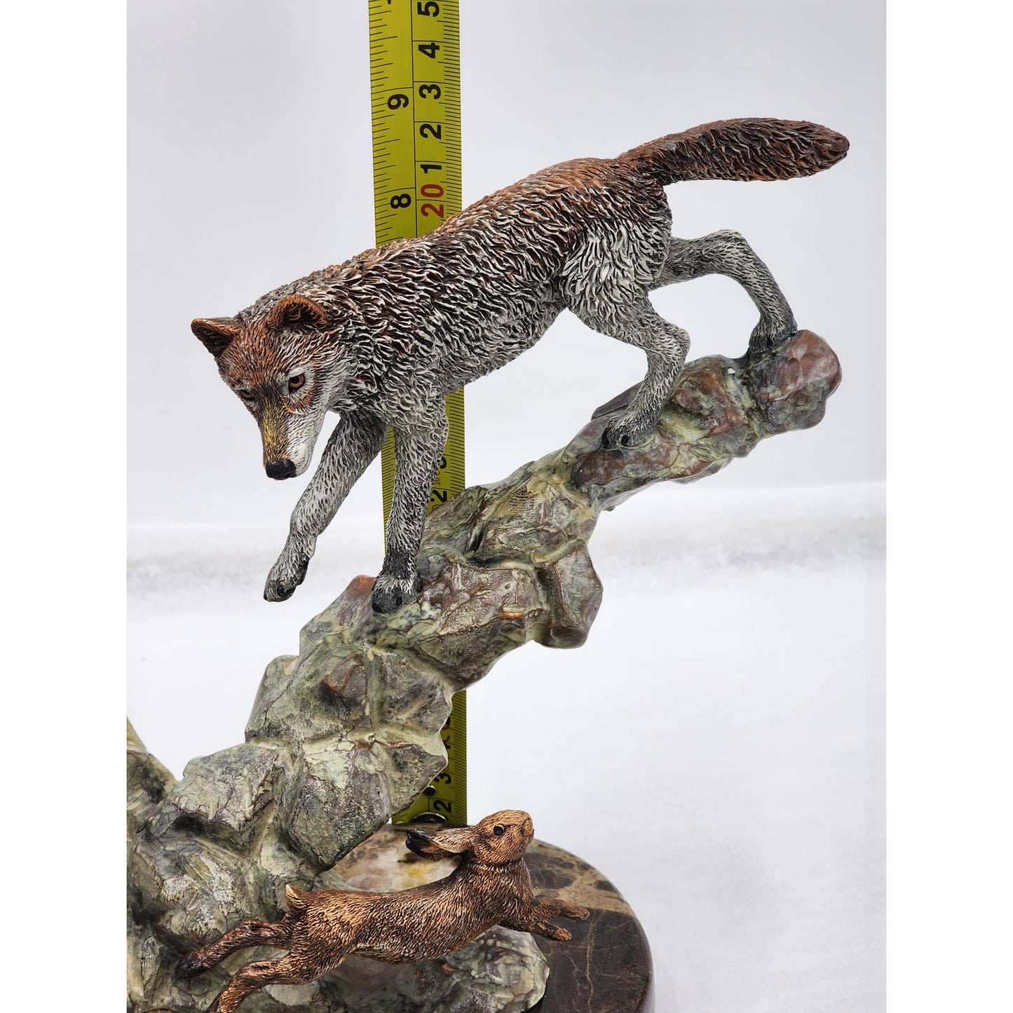 Kitty Cantrell Legends Bronze Mixed Media Sculpture Missed By Hare Wolf Wildlife