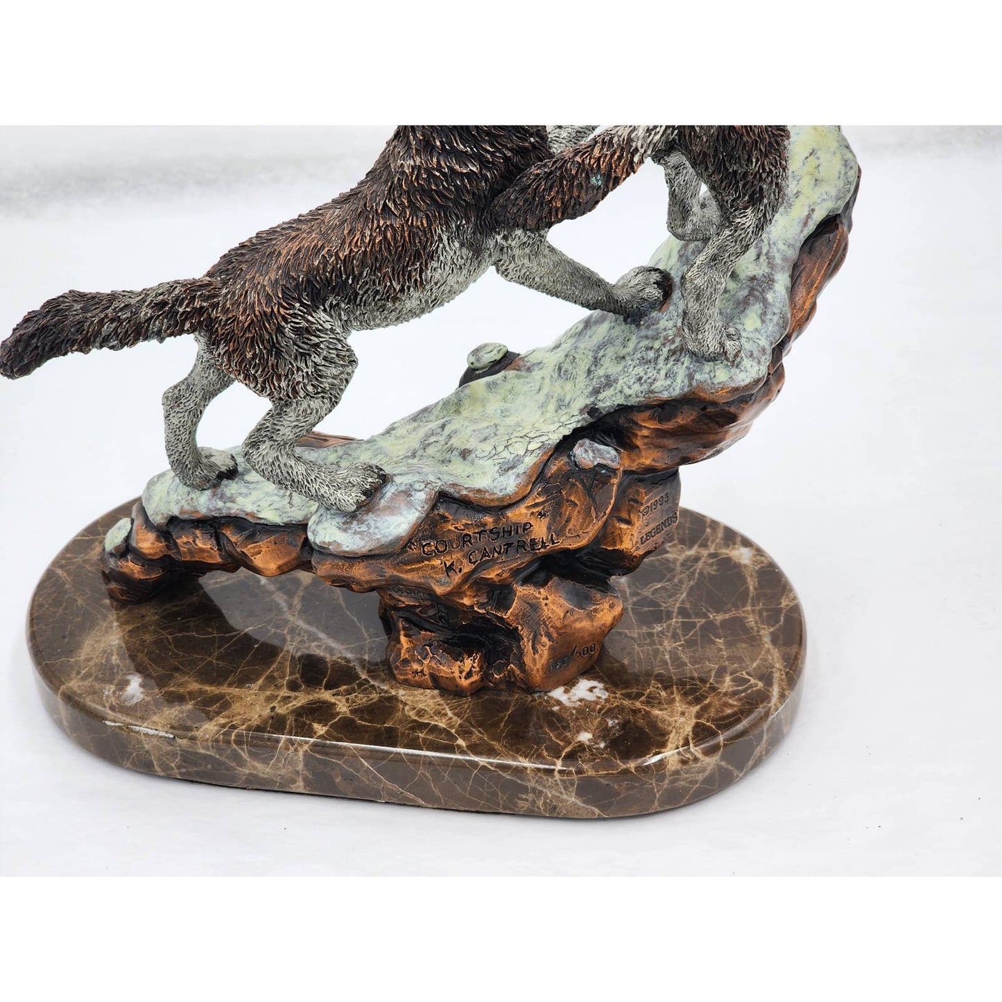 Kitty Cantrell Legends Bronze Sculpture Courtship Wolves Wildlife Mixed Media