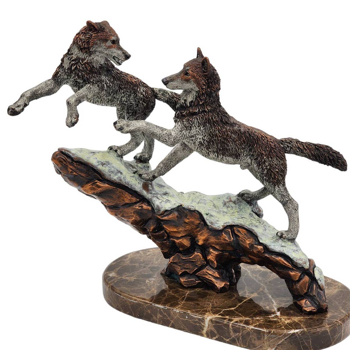 Kitty Cantrell Legends Bronze Sculpture Courtship Wolves Wildlife Mixed Media