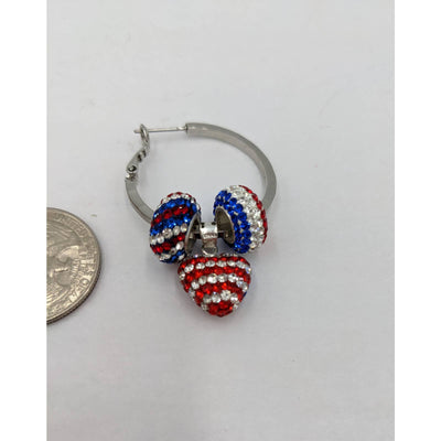 Sparkly Dangle Hoops Womens Earrings Red Silver Blue Set