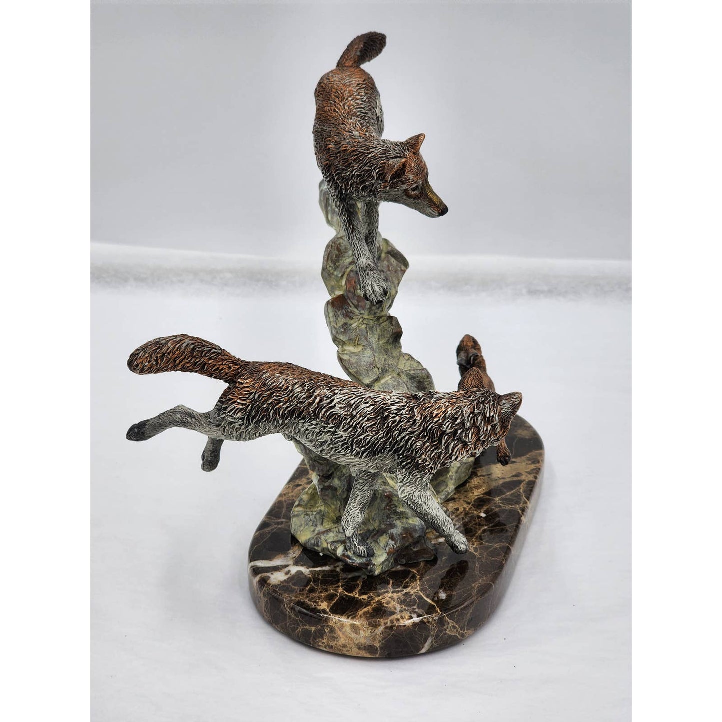 Kitty Cantrell Legends Bronze Mixed Media Sculpture Missed By Hare Wolf Wildlife