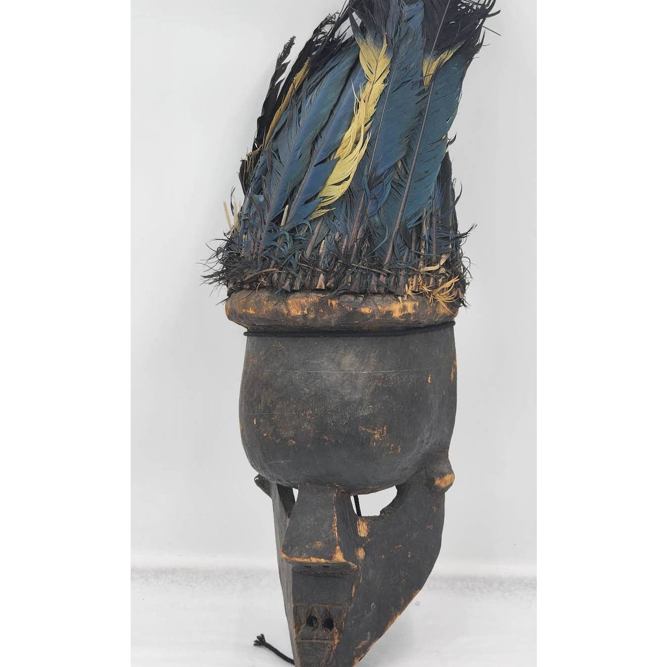 African Mask Salampasu Wamulandwa Zaire Tribal Feathers 20"