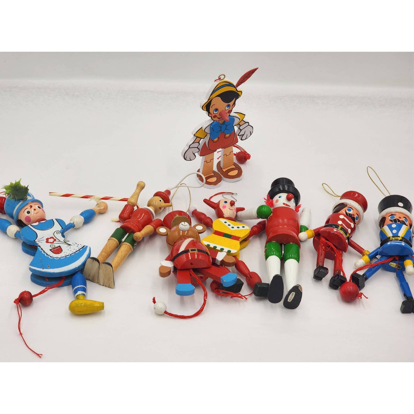 Christmas Tree Ornaments Lot Pinocchio Nutcracker 9 pieces Vintage 1988