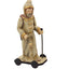 Santa Wheeled Platform Gold Robe Hood Cane Toys Christmas Journey Pull Toy 19"