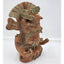 Mexican Folk Art Zapotec Pitao Cozobi Aztec Style Statue Warrior Headdress 11"