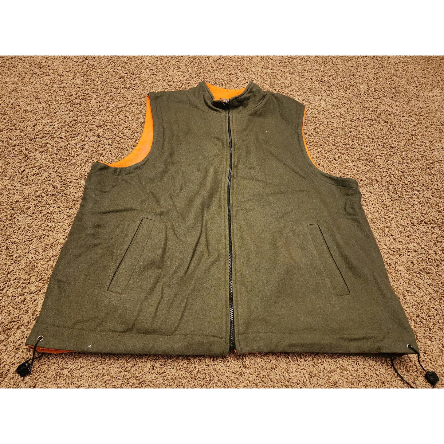 Huntworth Vest Mens Size XL Hunting Outdoors Green Orange Zip Blazer