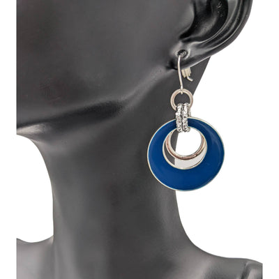 Double Circle Dangle Earrings Women Blue Fashion Elegant Classy Fashion Jewelry