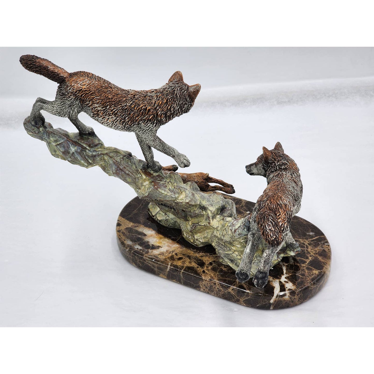 Kitty Cantrell Legends Bronze Mixed Media Sculpture Missed By Hare Wolf Wildlife