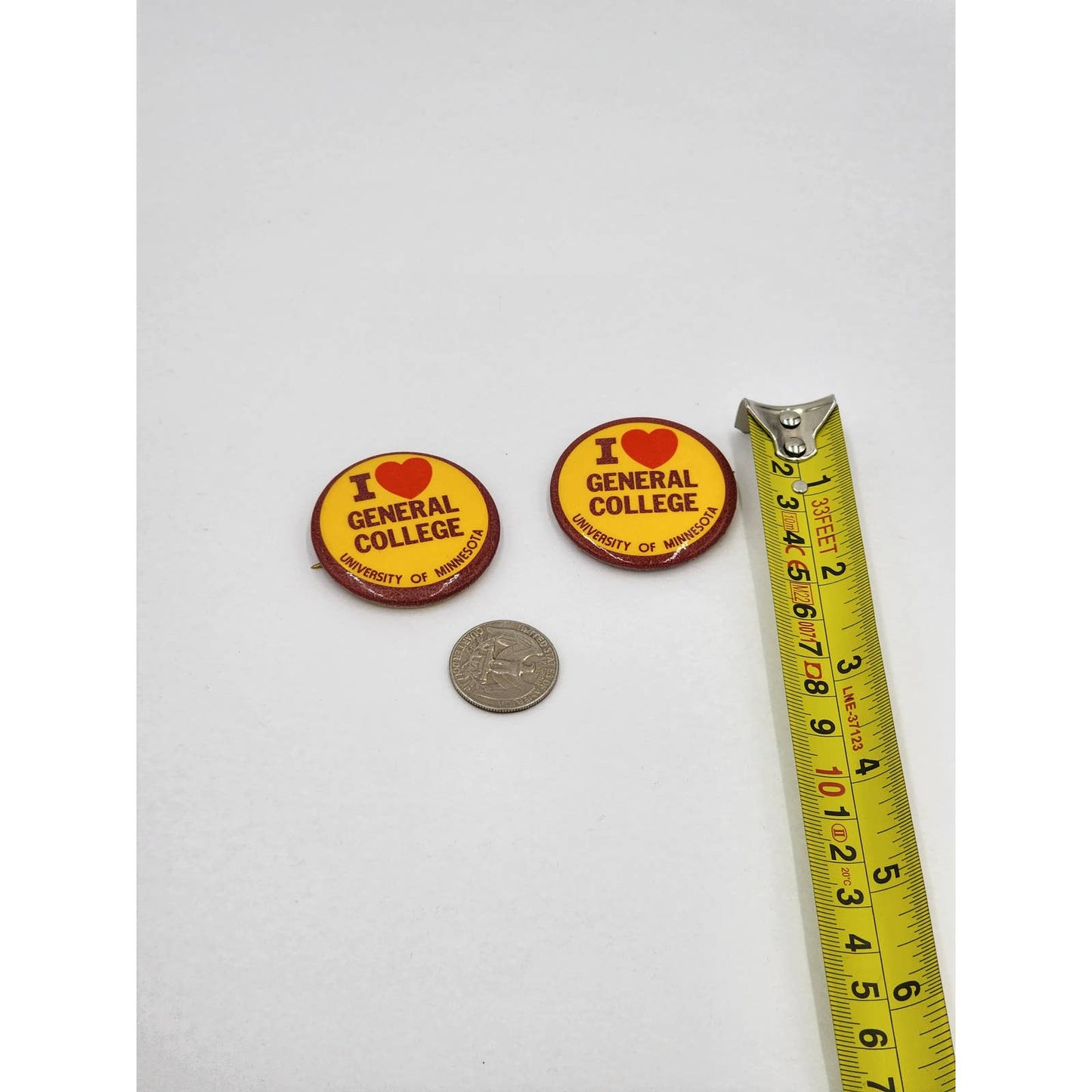 I Love General College University Of Minnesota College Pair Pin Pinback Buttons