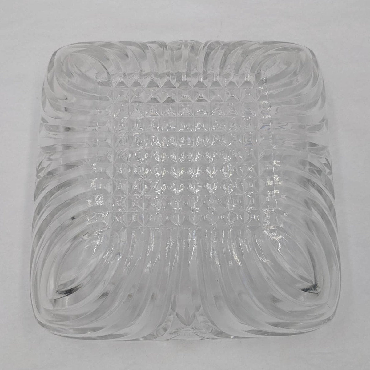 Vintage Glass Square Crystal Dish Flower Petal Centerpiece Serving Bowl Candy