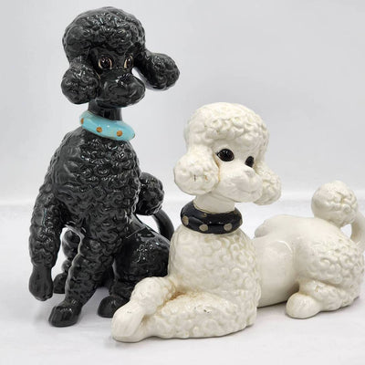 Poodle Figurines Atlantic Mold Pottery Ceramic Home Decor Accent Vintage 1970s