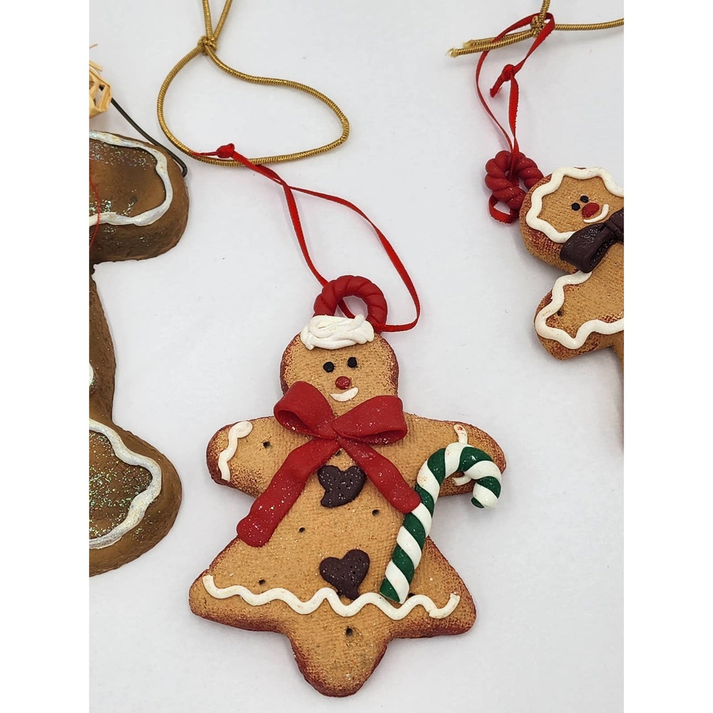 Christmas Tree Ornaments Gingerbread Lot 9 Pieces Grandma Recipe Vintage