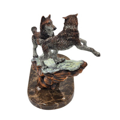Kitty Cantrell Legends Bronze Sculpture Courtship Wolves Wildlife Mixed Media