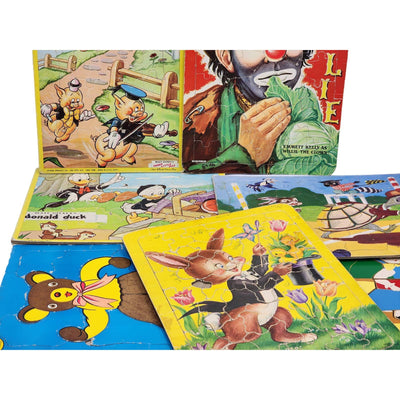 Jaymar Built Rite Puzzle Lot 7 Disney Three Little Pigs Donald Duck Emmett Kelly