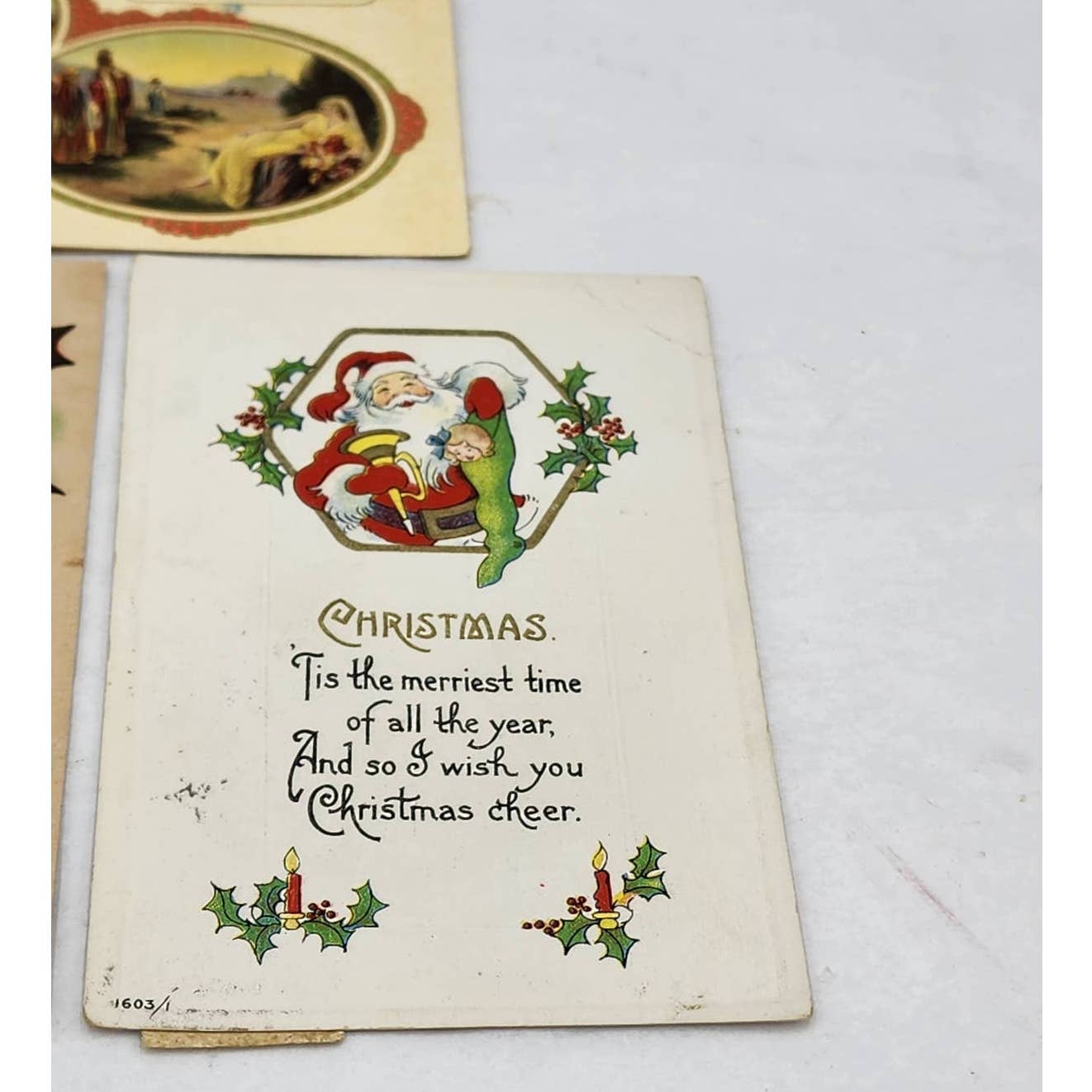 Postcard Lot c1919 Christmas Wishes Santa Claus